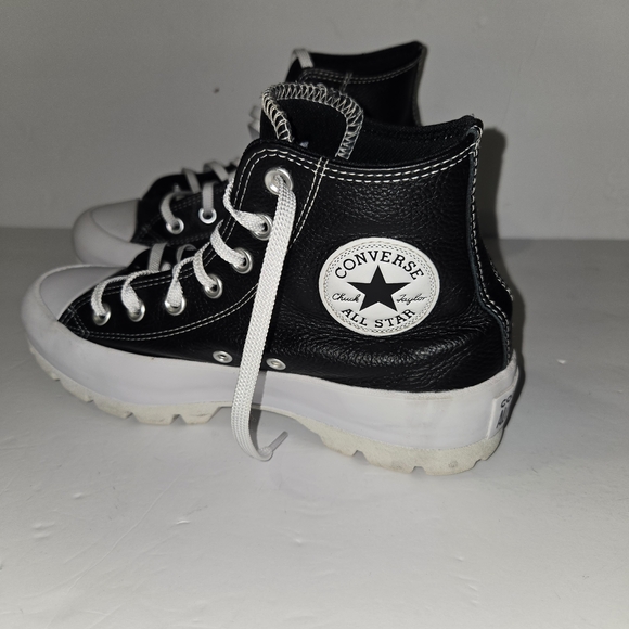 Converse Chuck All Star High Top Sneakers Black, Women's Size 7.5 Upper Leather - Picture 5 of 11